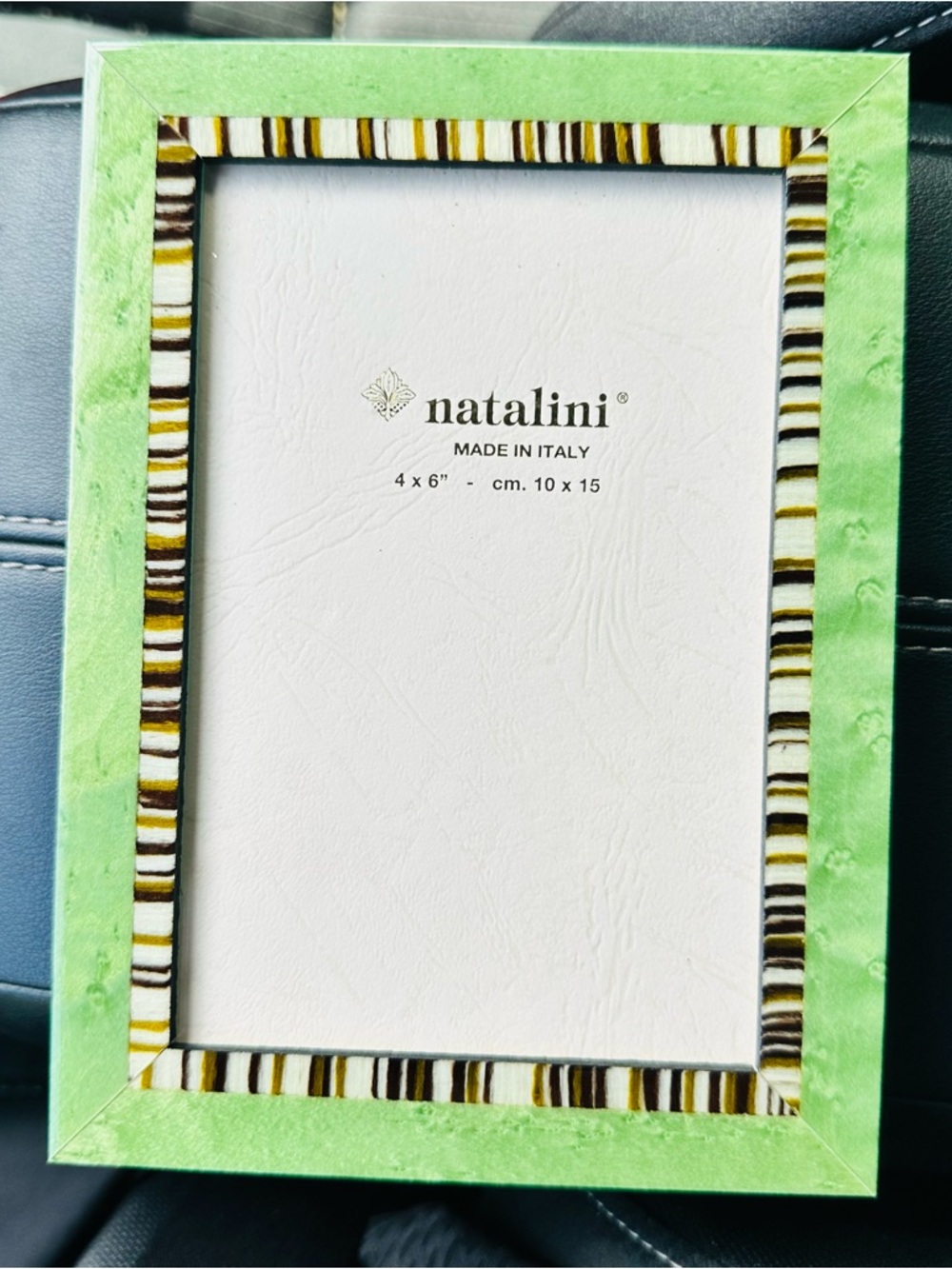 NATALINI INLAID ITALY 7.25" x 5.25" FRAME For 4"x6" Green African Zebra Stripe
